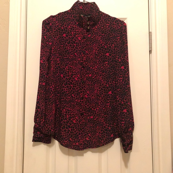 Winter Kate Tops - Winter Kate High Neck Black & Red Blouse
